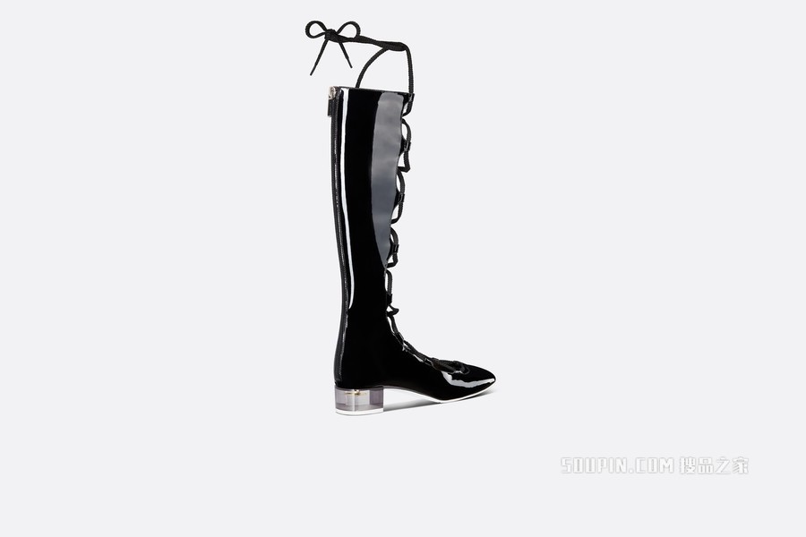 Dior Arty 系带靴子 黑色漆皮牛皮革