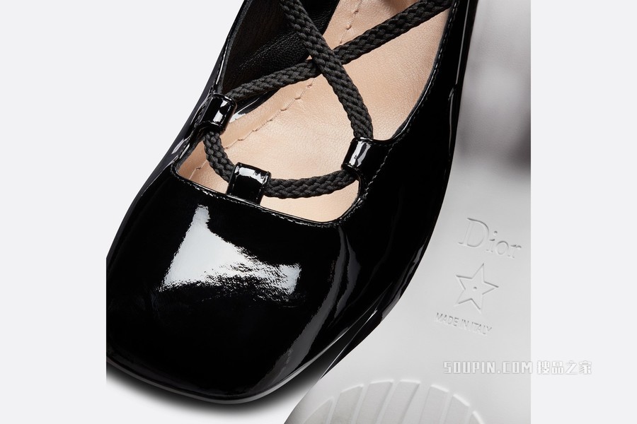 Dior Arty 系带靴子 黑色漆皮牛皮革