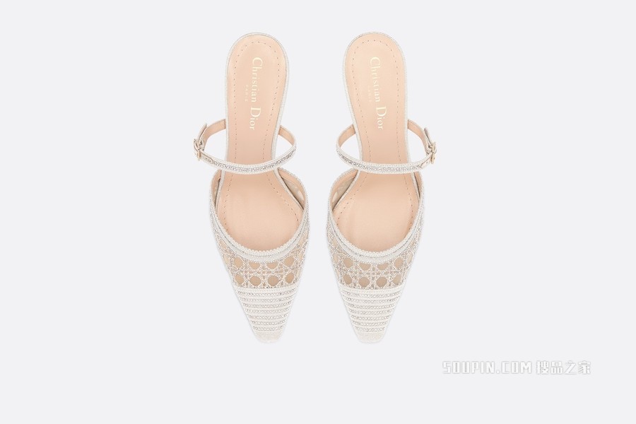 Dior Capture 高跟穆勒鞋 金色金属光泽网面藤格纹刺绣和仿水晶