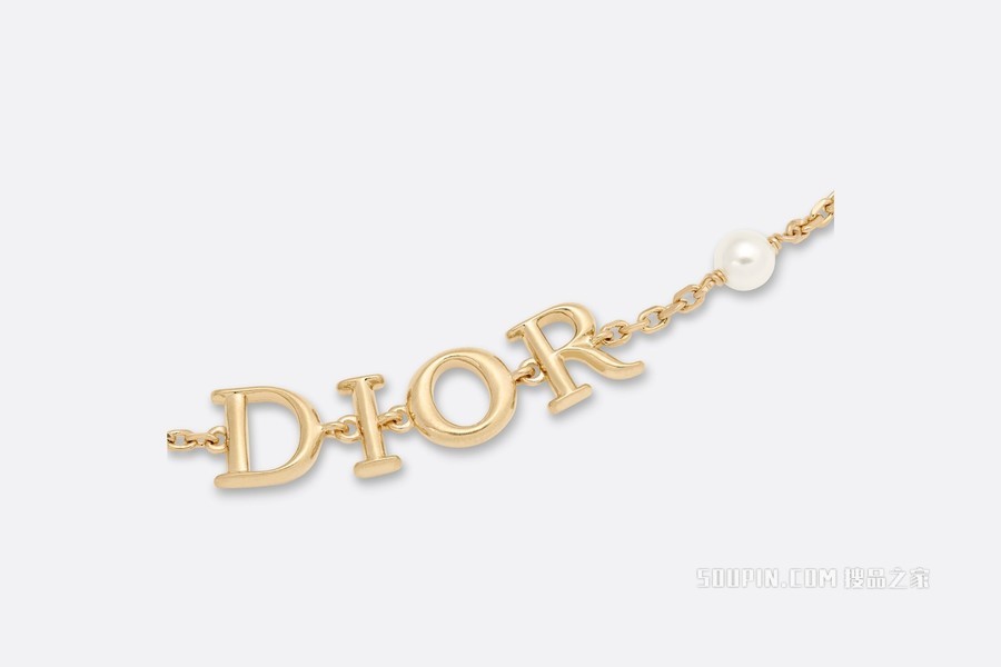 Dio(r)evolution 手链 金色饰面金属和白色树脂珠饰