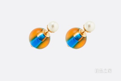 Dior Tribales 耳环 金色饰面金属搭配白色树脂珠饰和多色透明珠饰
