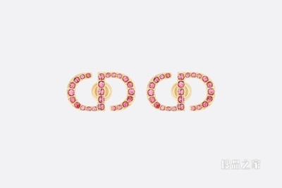 Petit CD 耳钉 金色饰面金属和淡粉色仿水晶