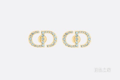 Petit CD 耳钉 金色饰面金属和淡蓝色仿水晶