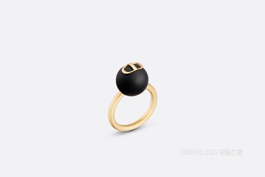 Petit CD 戒指 金色饰面金属和黑色涂漆装饰