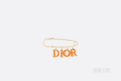 Dio(r)evolution 胸针 金色饰面金属和荧光橙色透明树脂