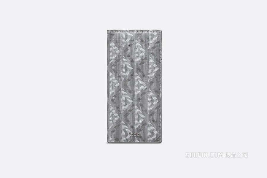 竖版长款钱包 迪奥灰帆布 CD Diamond 图案