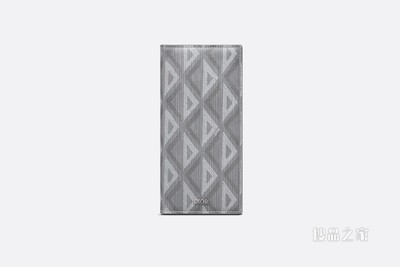 竖版长款钱包 迪奥灰帆布 CD Diamond 图案