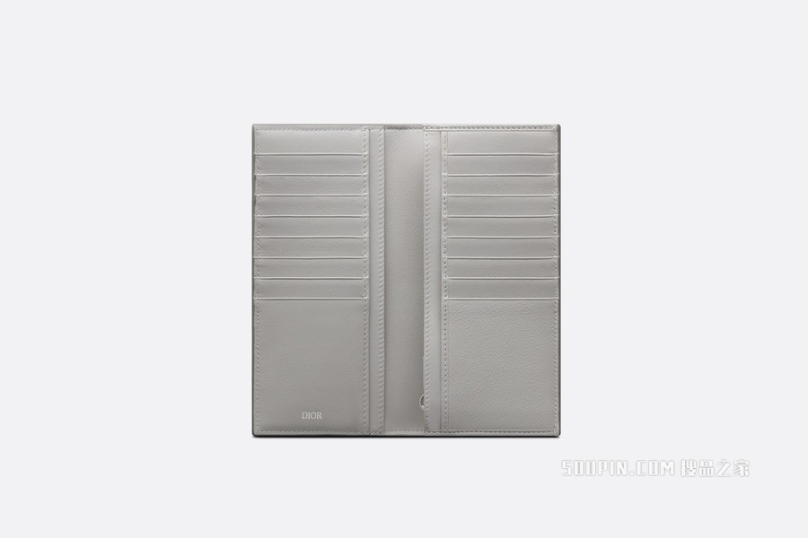 竖版长款钱包 迪奥灰帆布 CD Diamond 图案