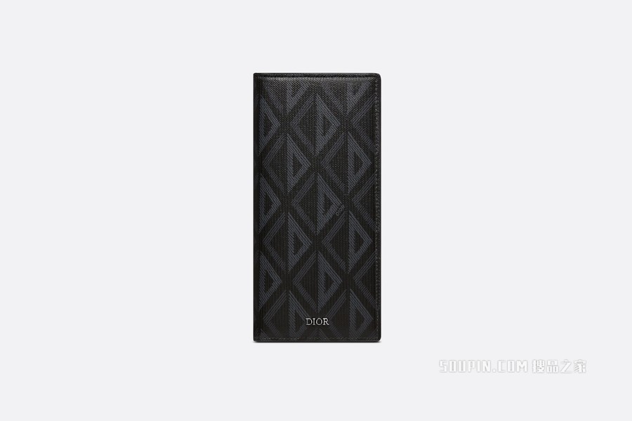 竖版长款钱包 黑色帆布 CD Diamond 图案