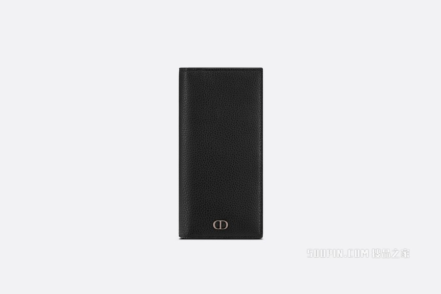 竖版长款钱包 黑色粒面牛皮革“CD Icon”标志