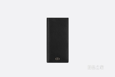竖版长款钱包 黑色粒面牛皮革“CD Icon”标志