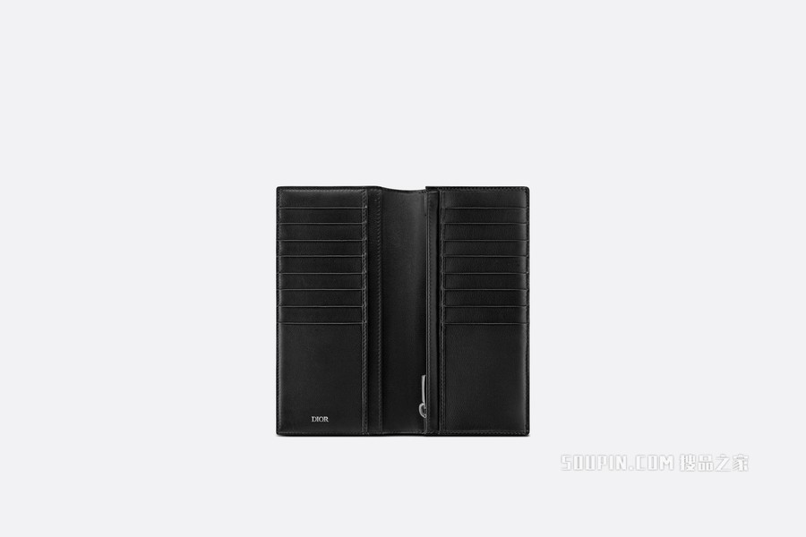 竖版长款钱包 黑色粒面牛皮革“CD Icon”标志