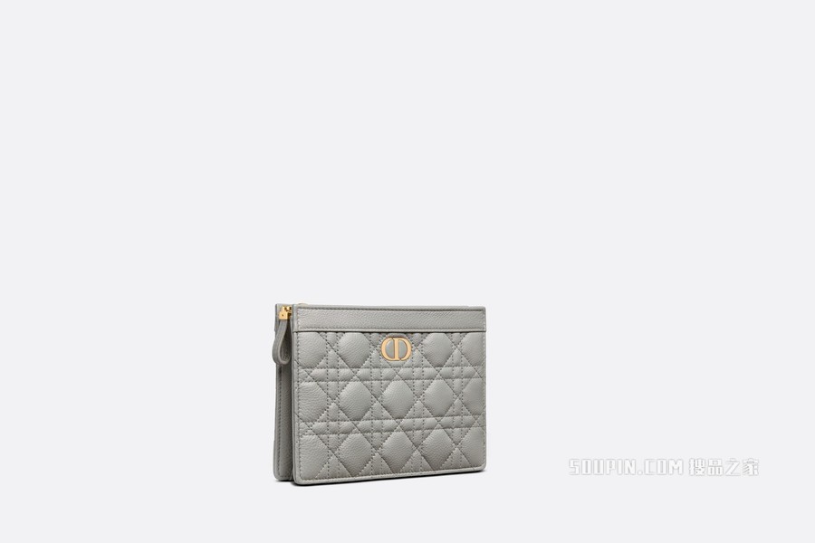 Dior Caro 链条手袋 灰色柔软牛皮革藤格纹搭配链条