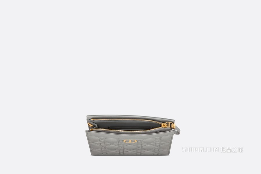 Dior Caro 链条手袋 灰色柔软牛皮革藤格纹搭配链条
