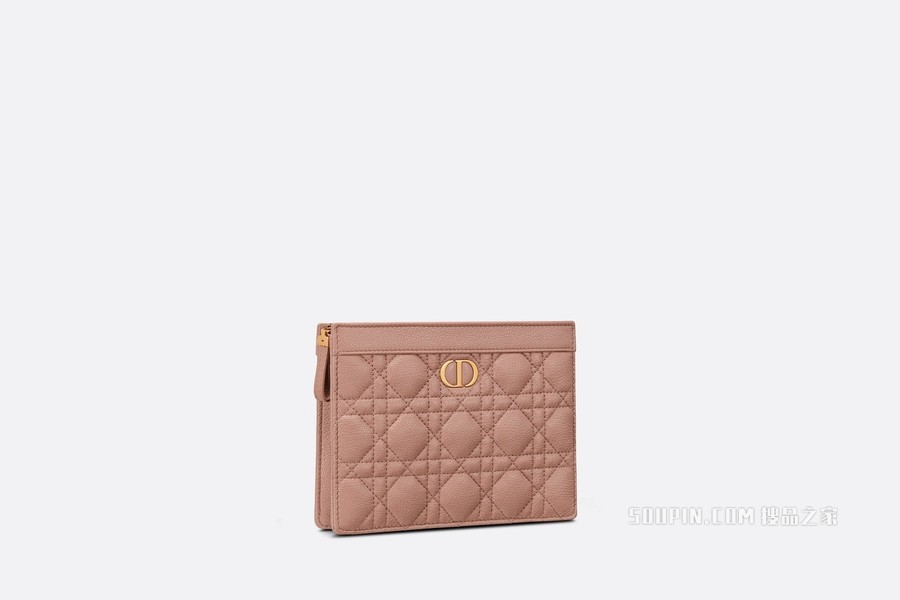 细长款 Dior Caro 链条手袋 绯红色柔软牛皮革藤格纹