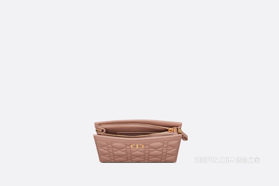 细长款 Dior Caro 链条手袋 绯红色柔软牛皮革藤格纹