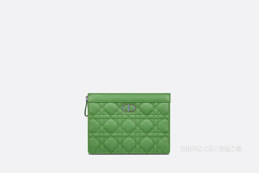 Dior Caro 链条手袋 亮绿色粒面牛皮革藤格纹搭配链条