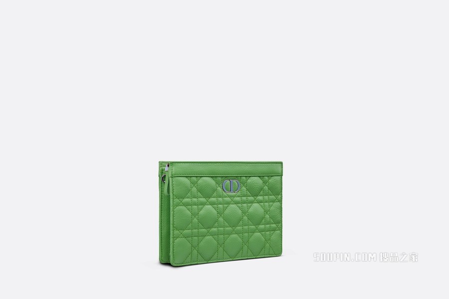 Dior Caro 链条手袋 亮绿色粒面牛皮革藤格纹搭配链条