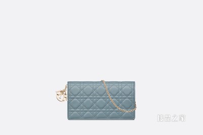 Lady Dior 手拿包 天蓝色羊皮革藤格纹