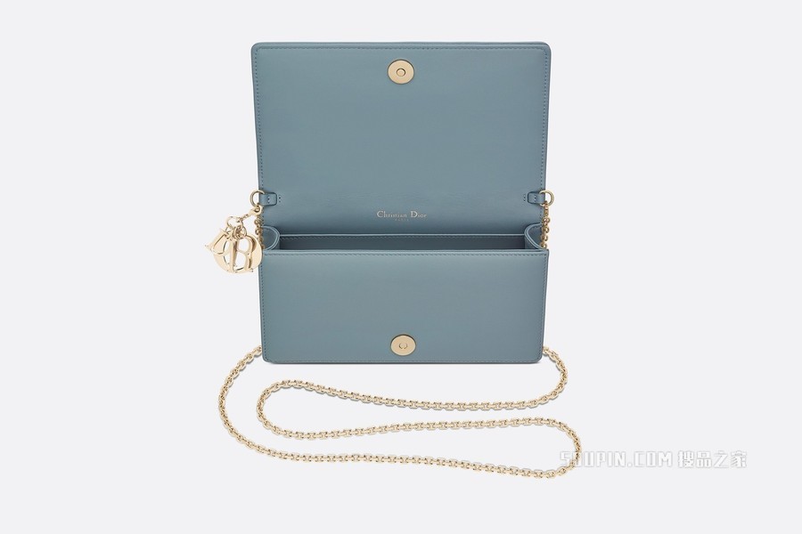 Lady Dior 手拿包 天蓝色羊皮革藤格纹