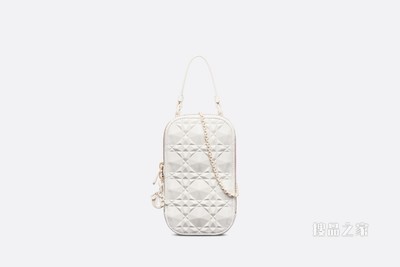 Lady Dior 手机袋 奶白色牛皮革钻石形状藤格纹