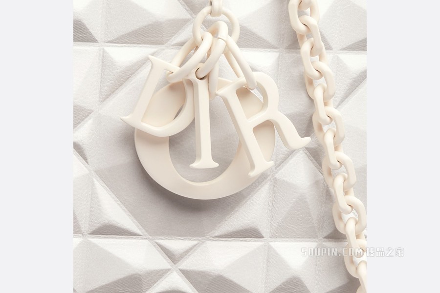 Lady Dior 手机袋 奶白色牛皮革钻石形状藤格纹