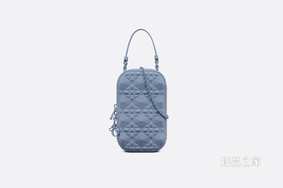 Lady Dior 手机袋 丹宁蓝色牛皮革钻石形状藤格纹
