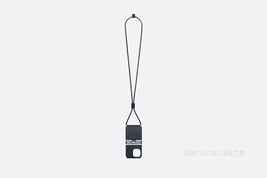 Dior Vibe iPhone 13 Pro 手机壳 蓝色牛皮革搭配挂绳