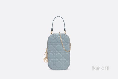 Lady Dior 手机袋 云雾蓝羊皮革藤格纹
