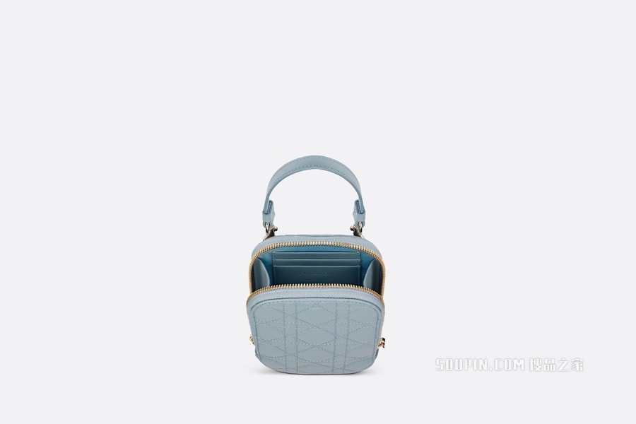 Lady Dior 手机袋 云雾蓝羊皮革藤格纹