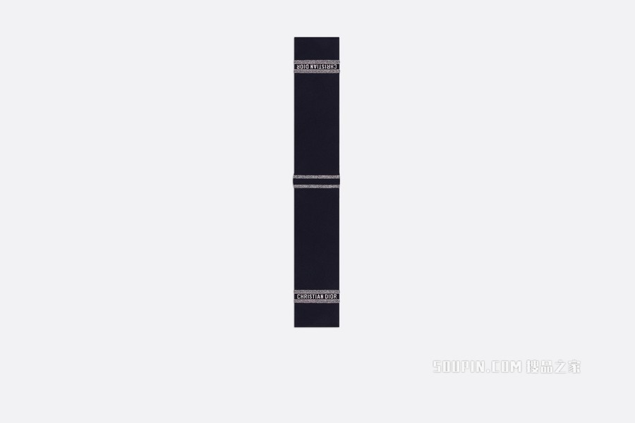 围巾 海军蓝色羊绒 Oblique 印花