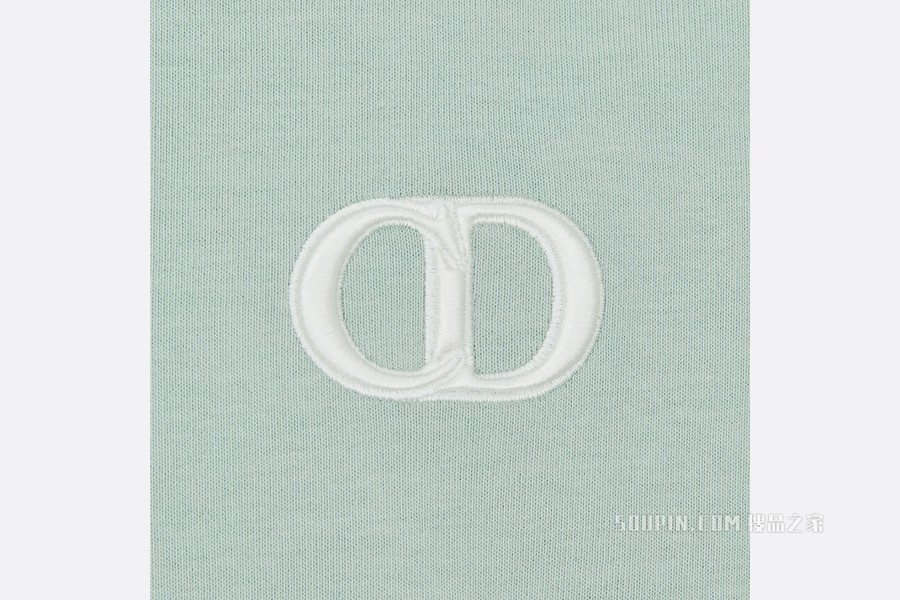 宽松版型 T 恤 绿色棉质平纹针织面料“CD Icon”标志