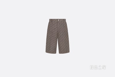 工装短裤 黑色和棕色棉质牛仔布 Oblique Kasuri 印花