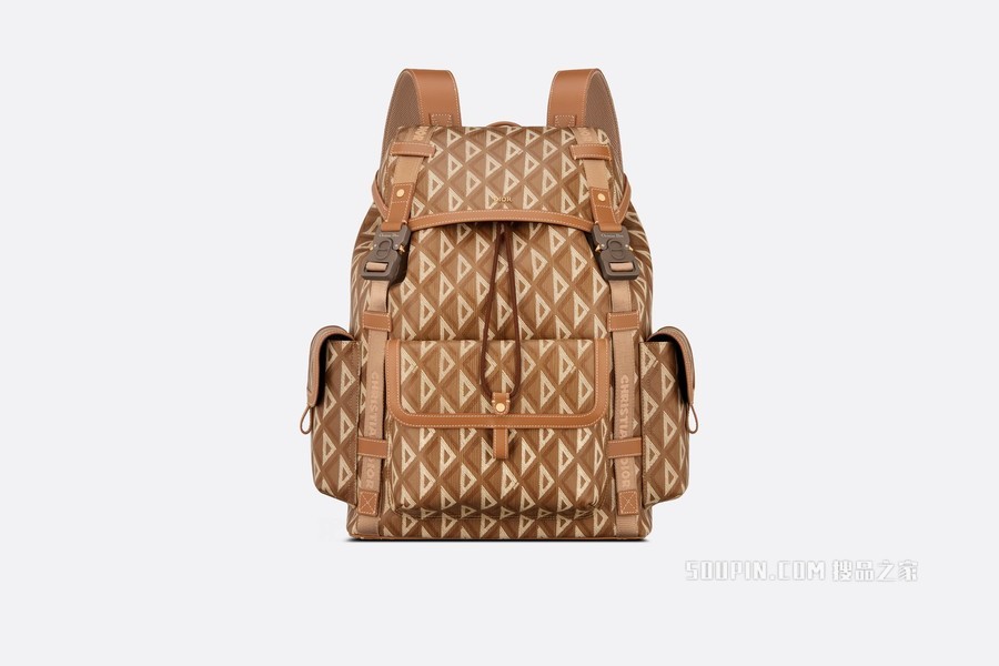 Dior Hit the Road 双肩背包 咖啡色帆布 CD Diamond 图案