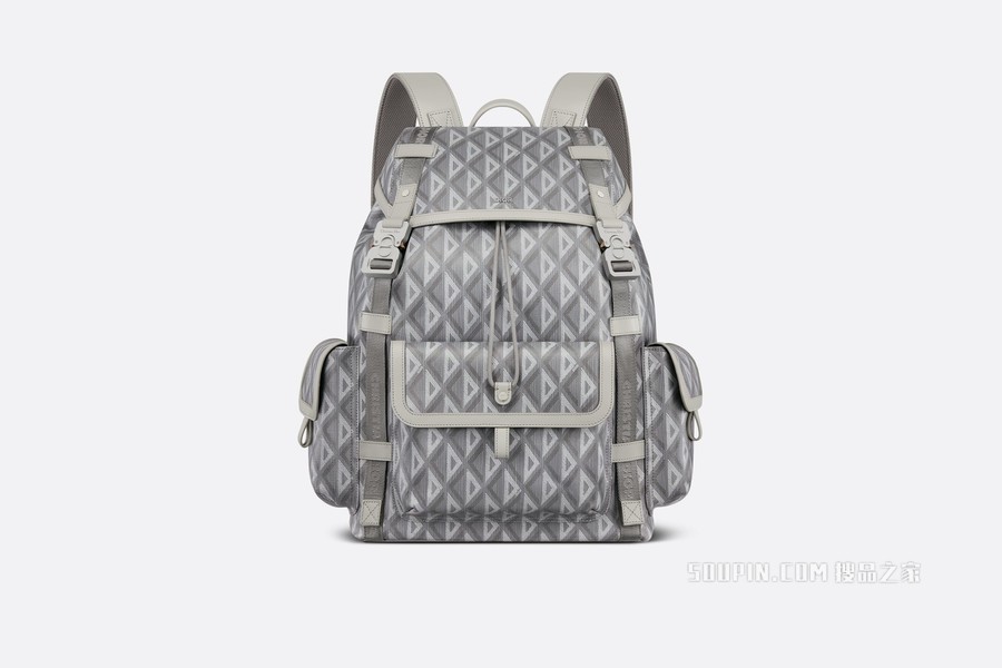 Dior Hit the Road 双肩背包 迪奥灰帆布 CD Diamond 图案