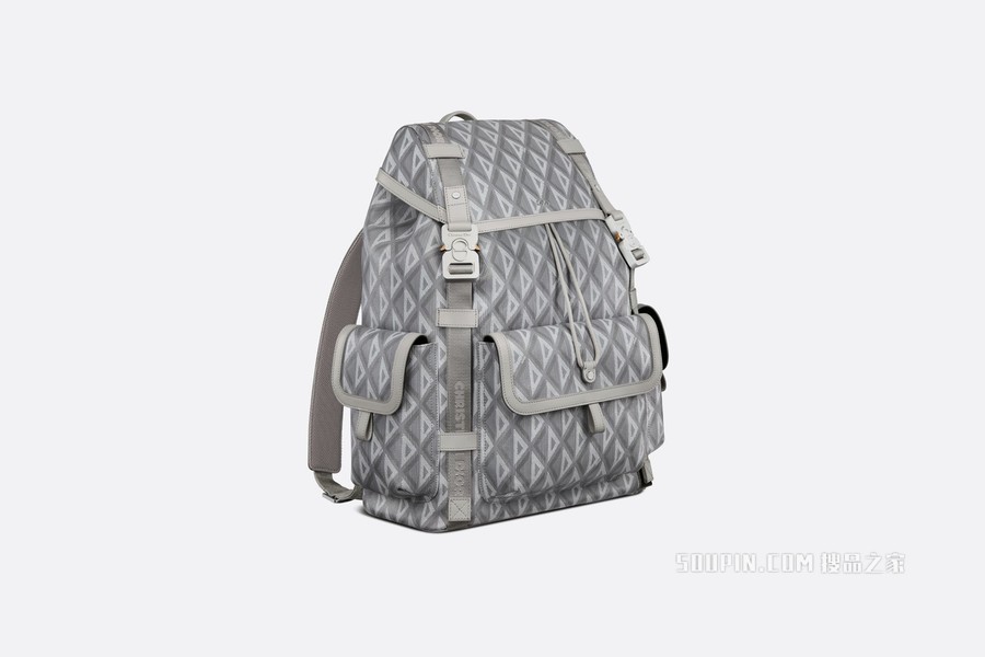 Dior Hit the Road 双肩背包 迪奥灰帆布 CD Diamond 图案
