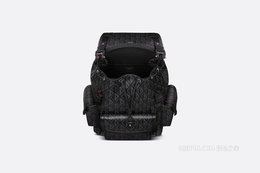 Dior Hit the Road 双肩背包 黑色帆布 CD Diamond 图案