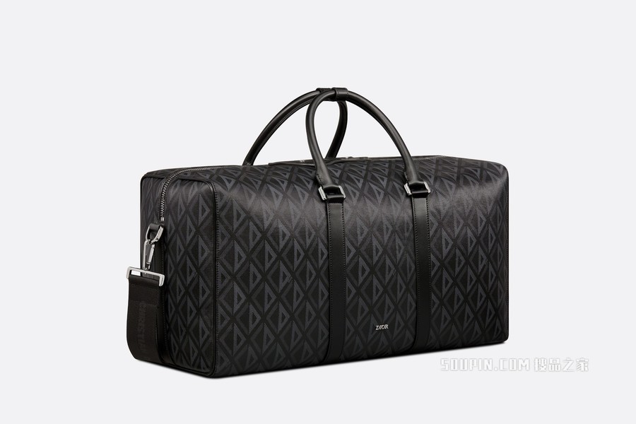 Dior Lingot 50 行李袋 黑色帆布 CD Diamond 图案