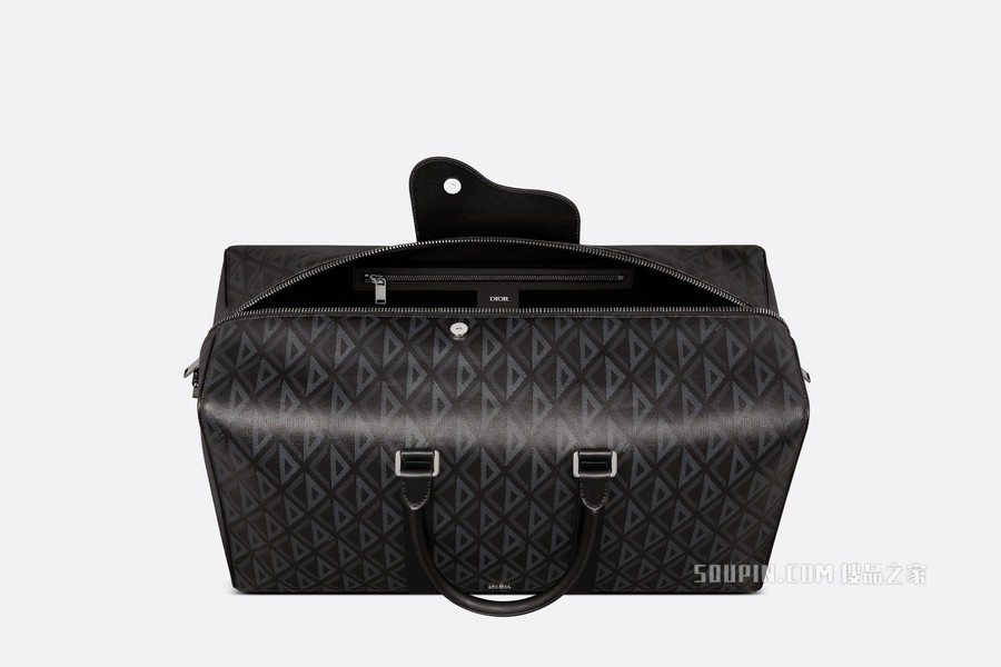 Dior Lingot 50 行李袋 黑色帆布 CD Diamond 图案