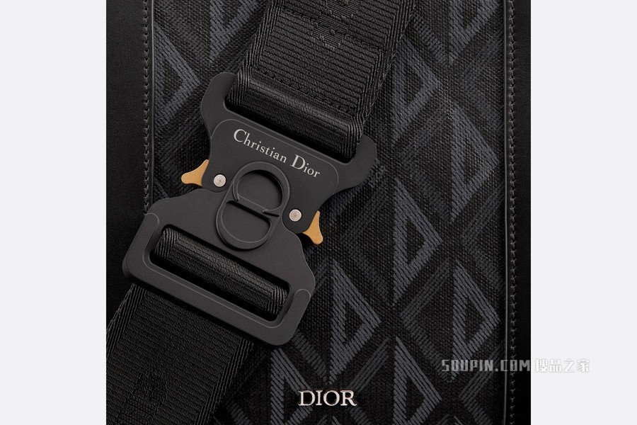 Dior Lingot 50 行李袋 黑色帆布 CD Diamond 图案