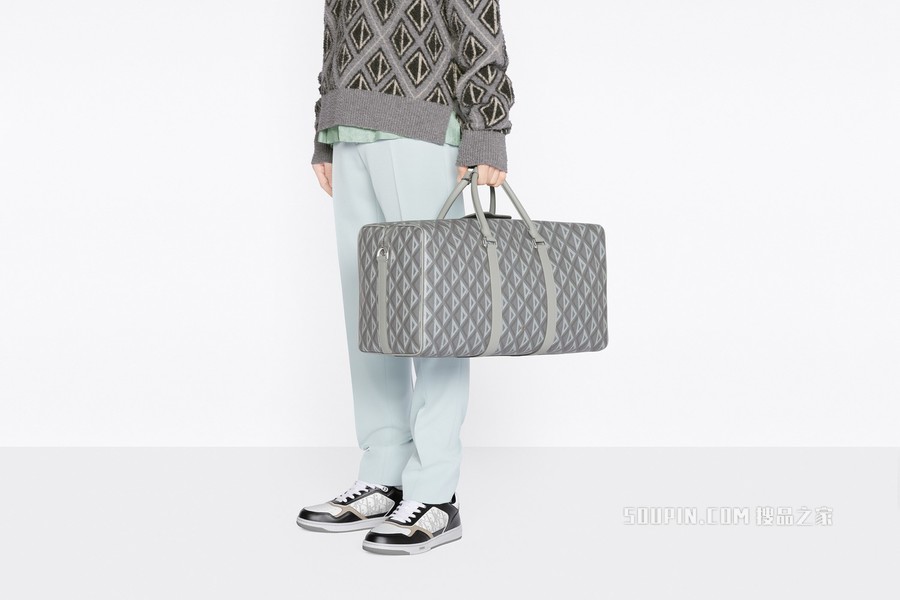 Dior Lingot 50 行李袋 黑色帆布 CD Diamond 图案
