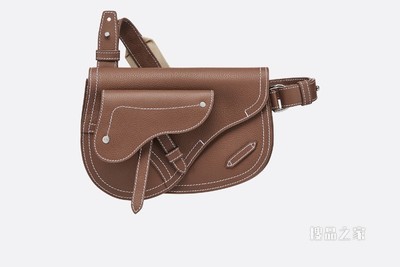 马鞍手拿包 咖啡色粒面牛皮革