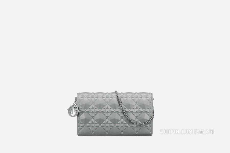 Lady Dior 手拿包 黑色牛皮革钻石形图案藤格纹