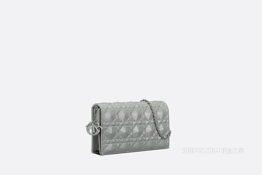 Lady Dior 手拿包 黑色牛皮革钻石形图案藤格纹