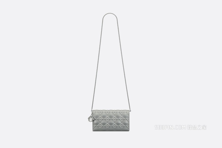 Lady Dior 手拿包 黑色牛皮革钻石形图案藤格纹