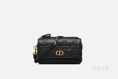 Dior Caro 手拿包 黑色柔软牛皮革藤格纹搭配链条