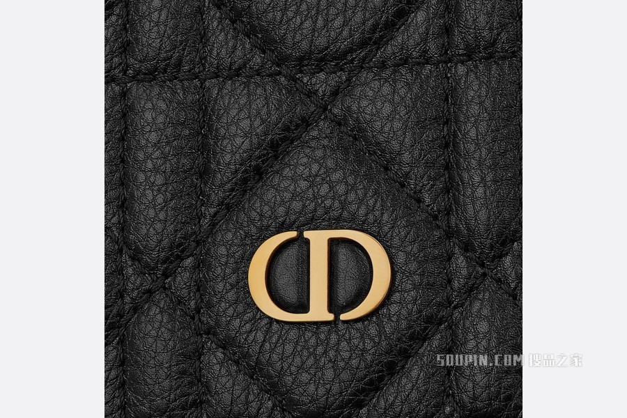 Dior Caro iPhone 13 Pro 手机壳 黑色牛皮革藤格纹搭配手链