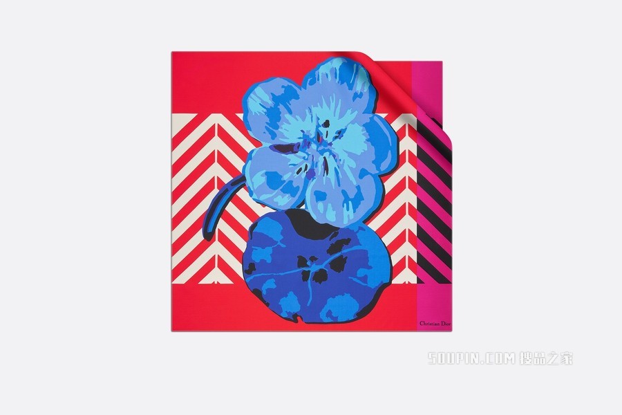 Dior 印花方巾 多色桑蚕丝斜纹面料 D-Flower Pop 印花