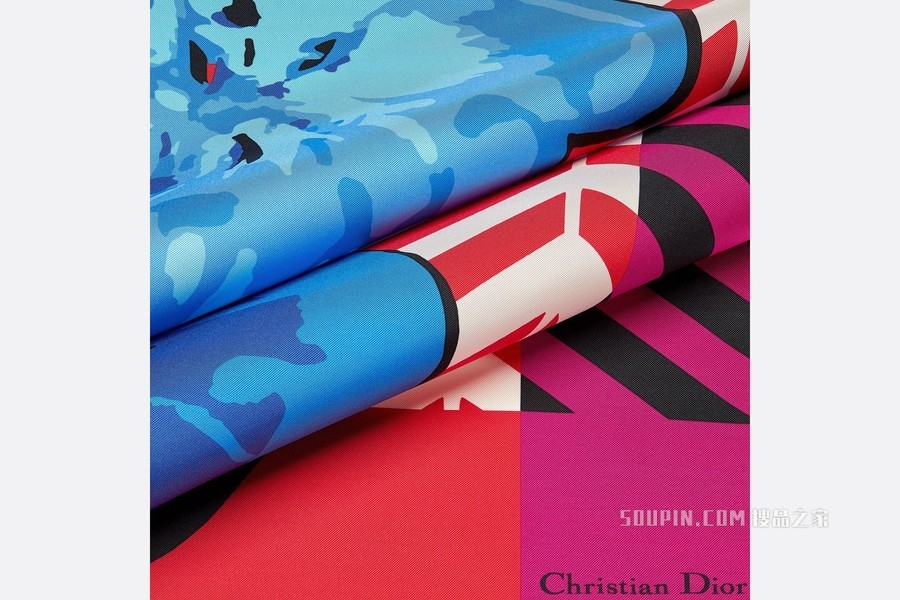 Dior 印花方巾 多色桑蚕丝斜纹面料 D-Flower Pop 印花