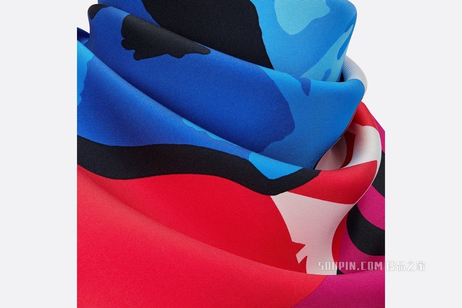 Dior 印花方巾 多色桑蚕丝斜纹面料 D-Flower Pop 印花